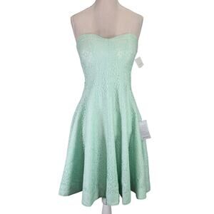Donna Morgan Dress Womens 0 Green Lace Fit n Flare Lined Prom Wedding New